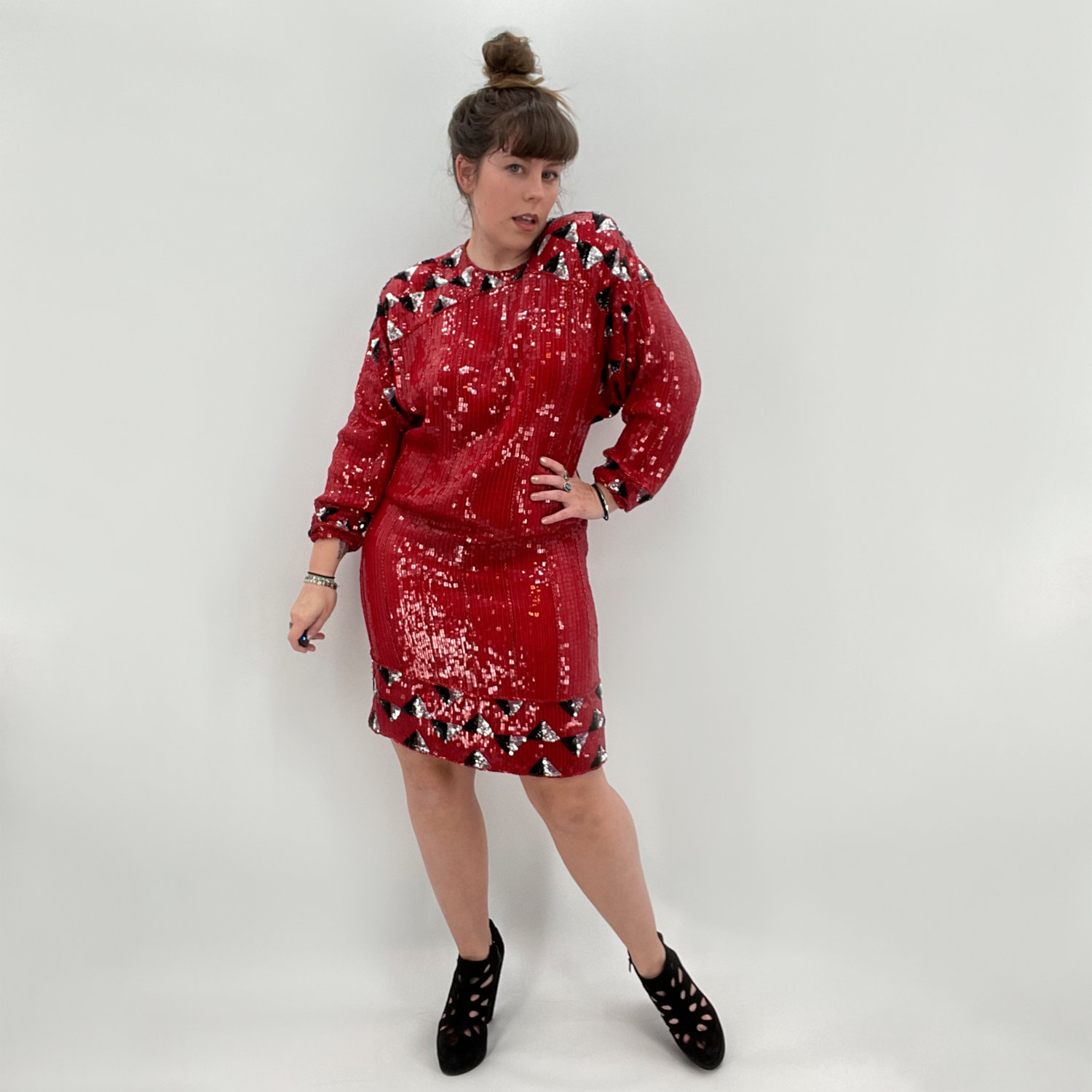 Lillie Rubin Red Sequin Dress | Size M ...
